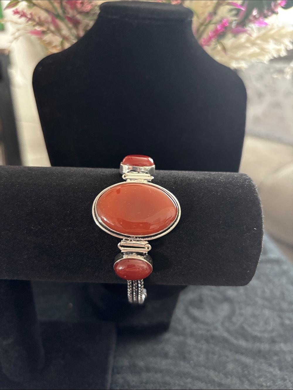 Sterling Silver Carnelian Gemstone Bracelet.